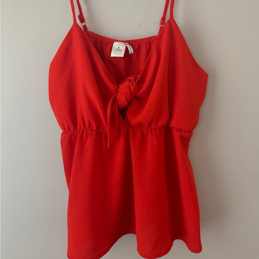 Paper Crane Red-Orange Tie Front Tank – Women’s Medium (Fits like a Small)